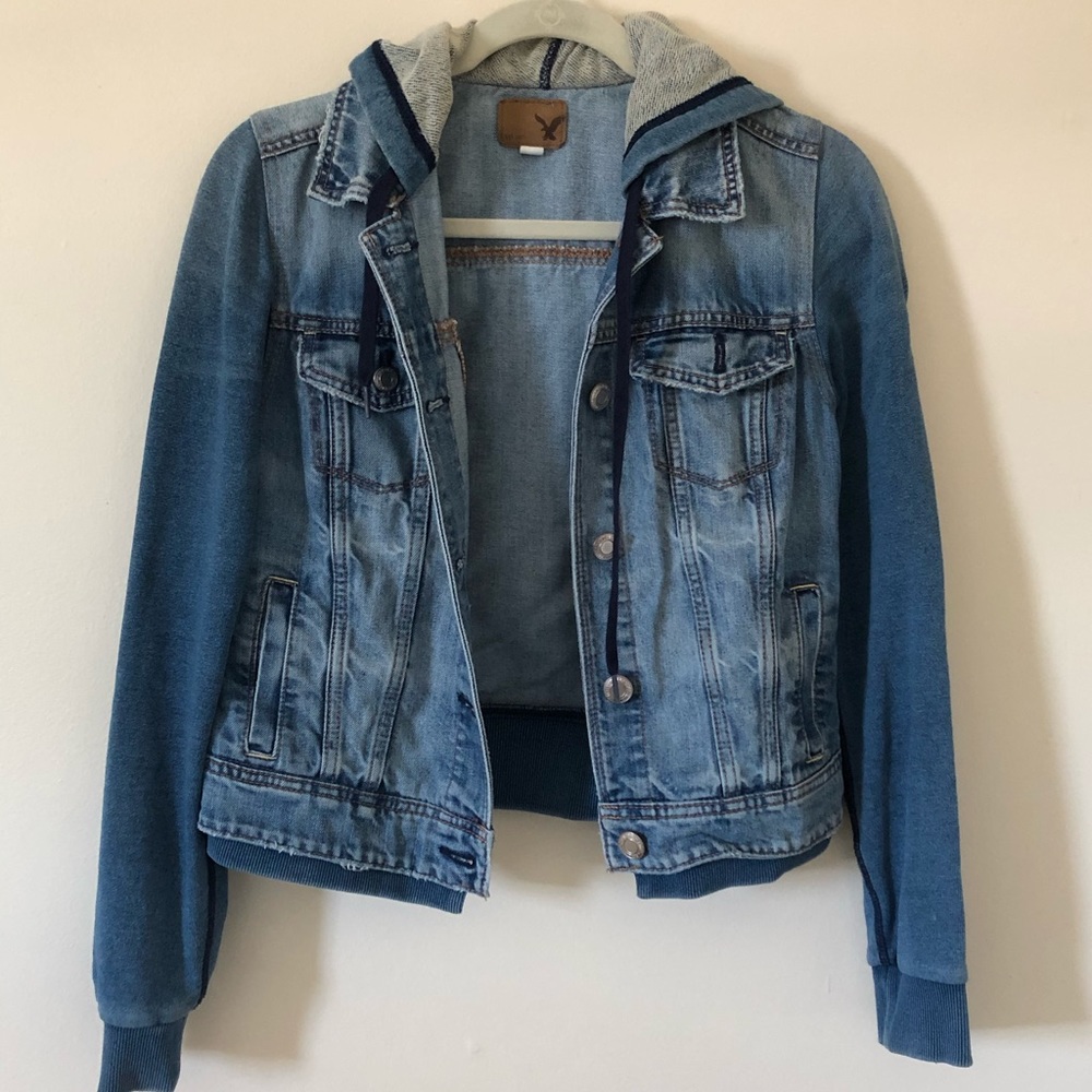 American Eagle Hooded Denim Jacket
